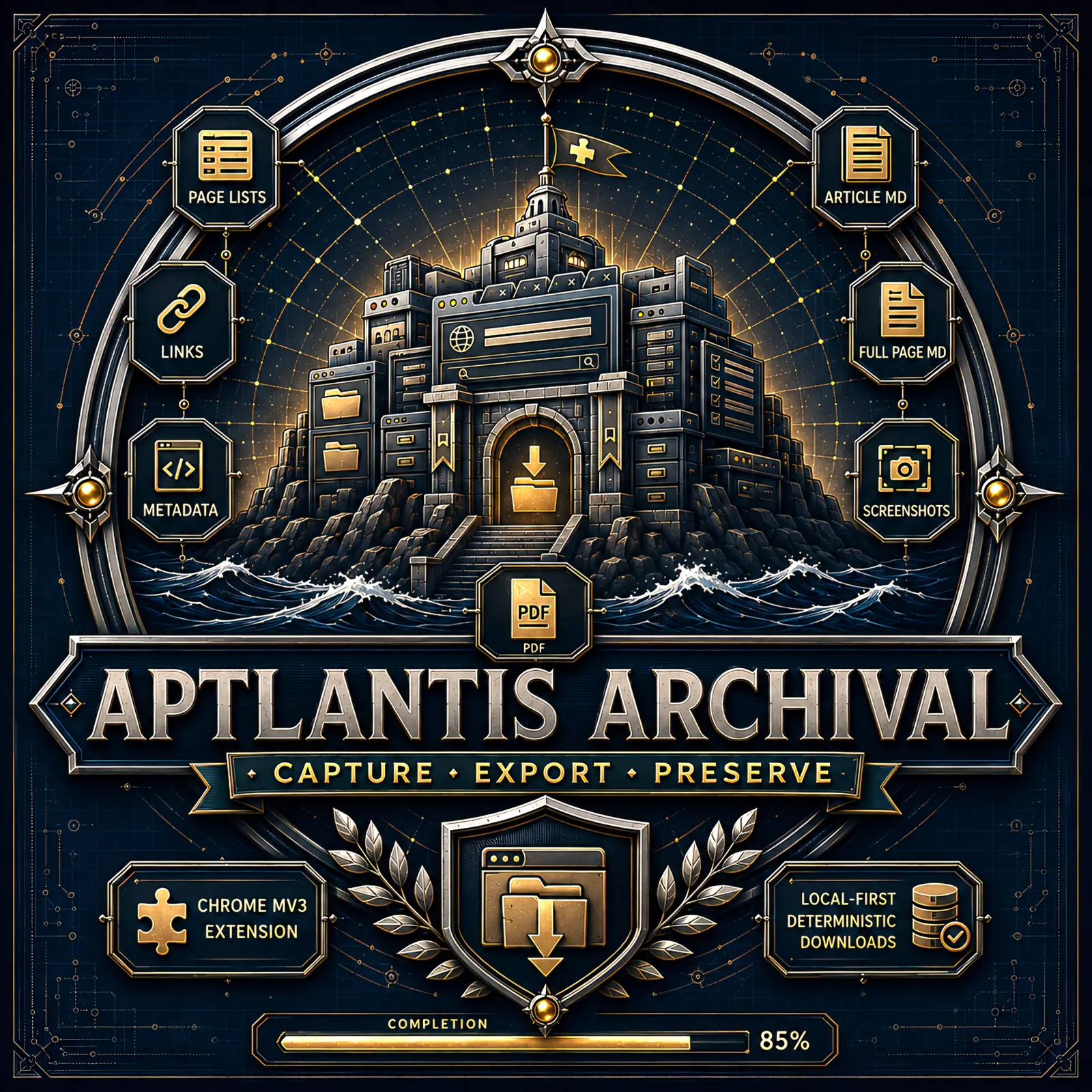 APTlantis archival capture, export, preserve emblem